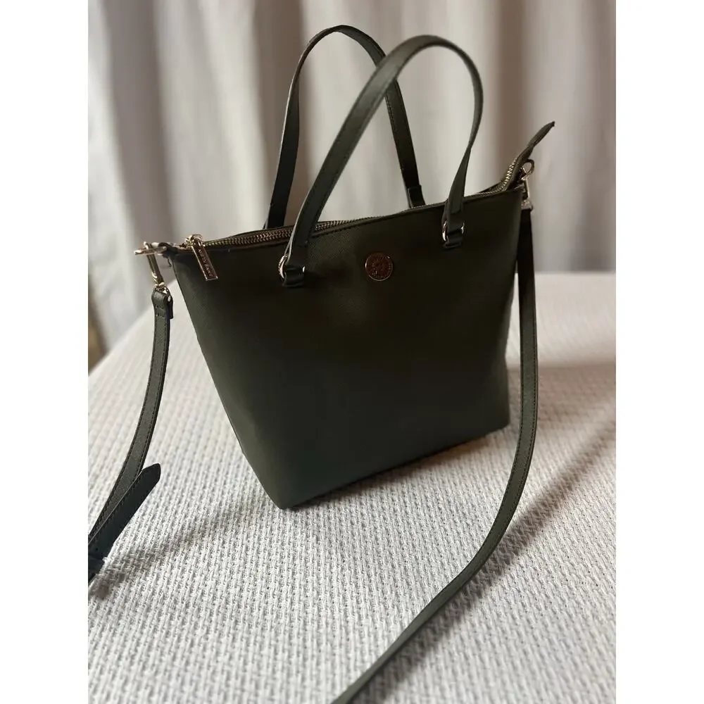 Anne Klein Signature Handbag Laine Tz Satchel Lion Logo Strap Purse Olive Green